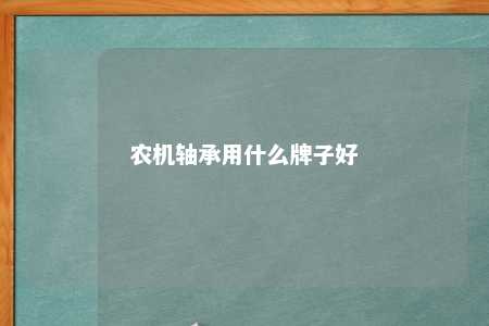 农机轴承用什么牌子好 